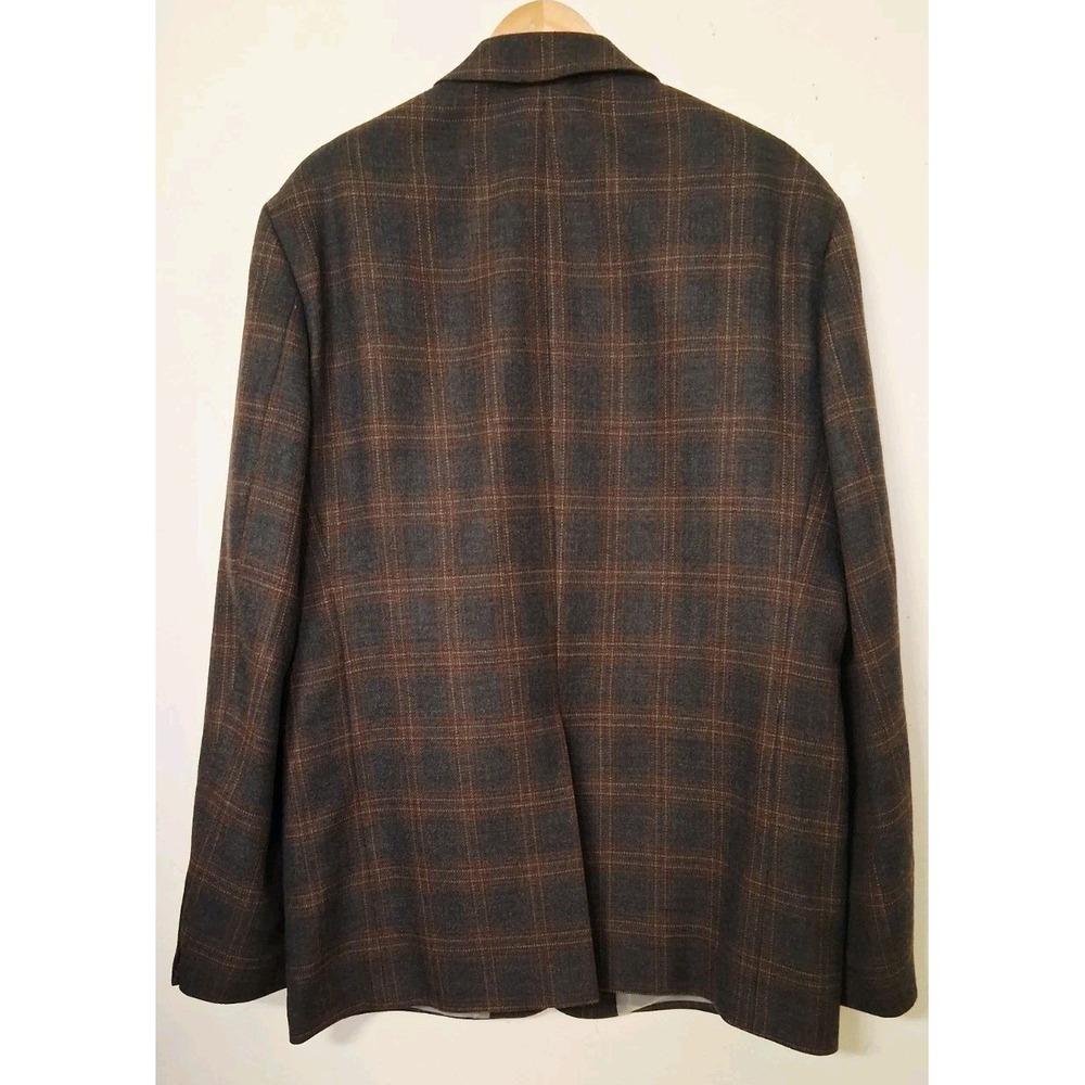 Stafford Plaid Blazer Classic Fit 46L‎ Brown Check Sport Coat Windowpane Jacket - Picture 4 of 10